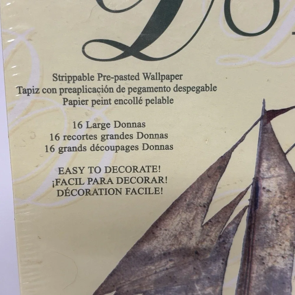 Vintage Brewster Donnas Sailboat Ship Wallpaper Cutouts Pre-Pasted NOS Style